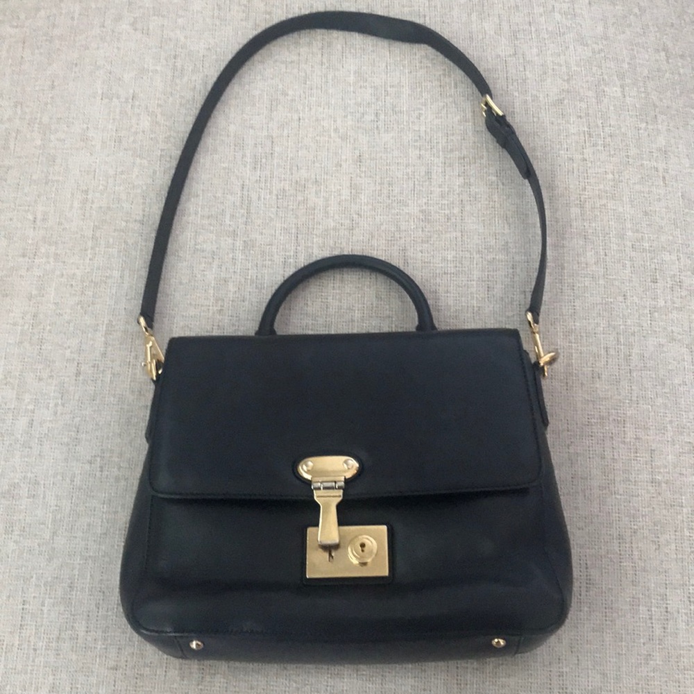 Dolce & Gabbana Miss Linda Saffiano leather handle bag with gold-tone
